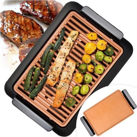 Griglia-Elettrica-Senza-Fumo-Grill-Smokeless-Rivestimento-Ceramica-Antiaderente