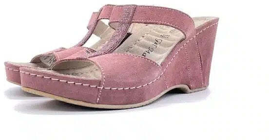 GRUNLAND Ciabatta donna con zeppa Push Rosa antico
