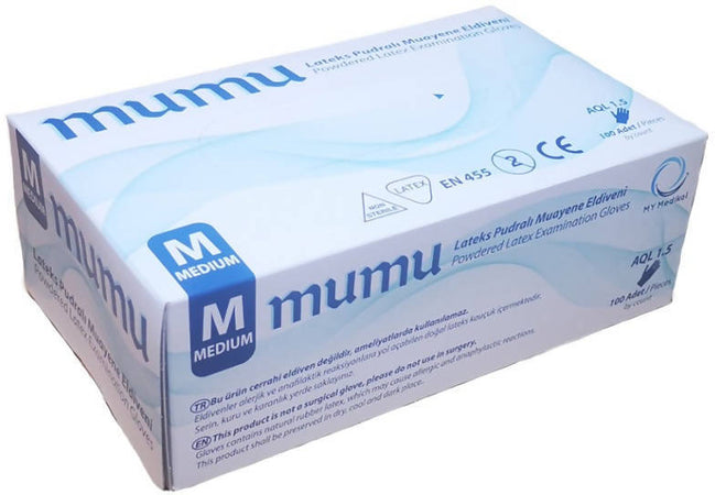 Guanti in Lattice con Polvere Mumu 3R Guanto ad uso Medico Monouso 1% di Polvere