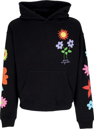 GUESS-ORIGINALS-Felpa-Leggera-Cappuccio-Uomo-Go-Earth-Day-Sunshine-Hoodie-Jet-Black-da-uomo