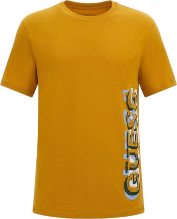Guess-t-shirt-senape-logo-verticale-M3BI73-J1314