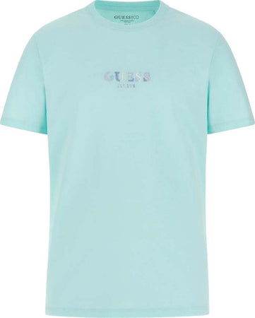 Guess-t-shirt-verde-acqua-logo-ricamato-M4GI92-I3Z14