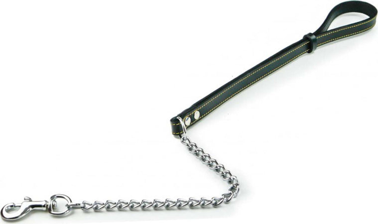 Guinzaglio con catena in doppio cuoio cucito 85 cm Prodotti per animali domestici/Cani/Collari imbracature e guinzagli/Guinzagli/Guinzagli base La Zappa - Altamura, Commerciovirtuoso.it