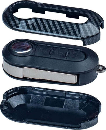 Guscio-Chiave-In-Carbonio-Con-Pad-3-Tasti-Cover-Con-Portachiavi-Per-Fiat-Lancia