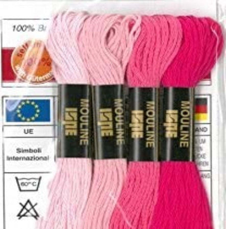 GUTERMANN---4-PEZZI---MATASSINE-DI-FILO-PER-RICAMO-MOULINE---COLORE-MIX-ROSA---4PZx8MT