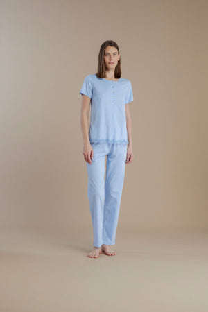 Pigiama donna mezza manica pantalone lungo 100% cotone – Noi di notte 9116/17