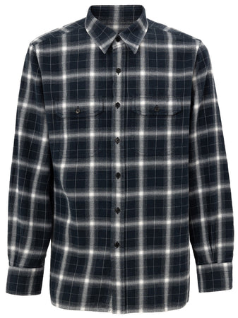 Tom Ford Camicia Western Uomo a Quadri - Blu Scuro e Bianco da uomo