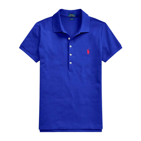 Ralph Lauren Polo Donna Mezze Maniche Slim- Fit Polo Scollo A V Piquet Pony Ricamato Maniche Corte Colletto Cinque Bottoni