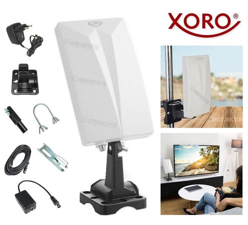 Antenna TV Digitale Terrestre UHF esterna amplificata portatile per camper XORO HAN 600