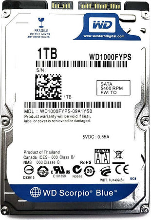 Hard Disk Sata 2.5" interno Western Digital BLUE da 1000GB 1TB modello WD1000FYPS - HDD Ricambio per Notebook AIO Nuovo