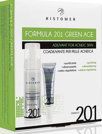 Histomer Formula 201 Green Age Kit Prodotti Viso Linea Coadiuvanti Dermo Cosmetici Kit Mousse Di Pulizia Viso, Grema Gel Azione Purificante E Struccante Green Age