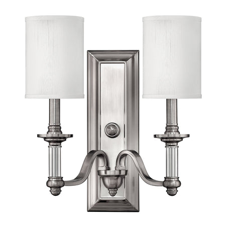 Applique Classica Sussex Acciaio Nichel Spazzolato Tessuto 2 Luci E14
