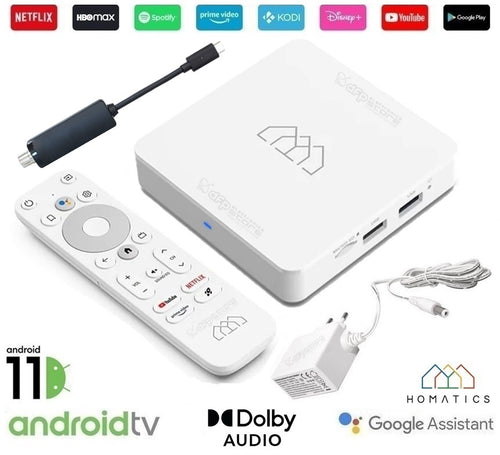 Homatics BOX R LITE 4K 2/32GB Android TV 11 certificato Google con Dongle USB DVB-T2/C Digitale Terrestre H.265 HEVC 10 bit