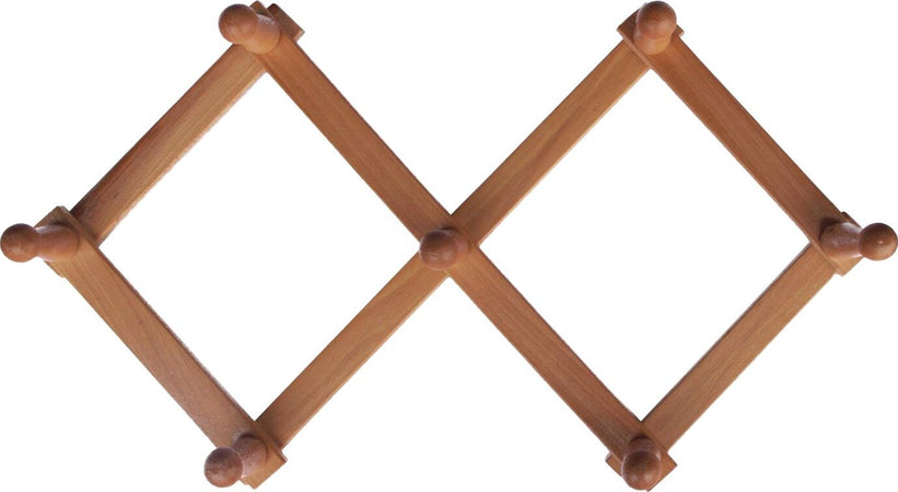 Home-System-R21455-Portabiti-Appendiabiti-in-Legno-a-7-Posti,-Richiudibile-Estensibile,-Legno-Naturale