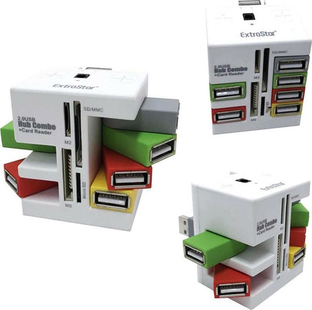 Hub-Usb-2.0-Combo-Lettore-Micro-Sd-M2-Ms-Sd-Multi-Card-Reader-6-Porte-Usb-Each