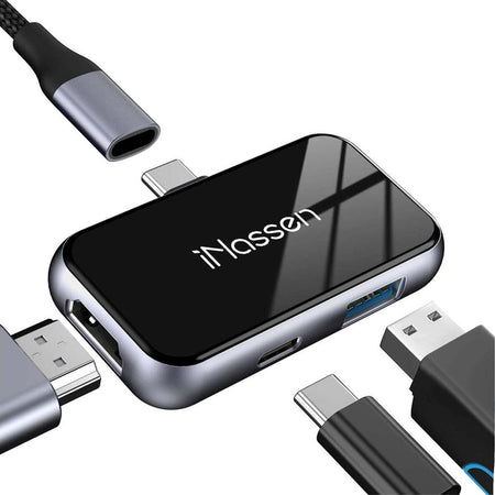 Hub USB C iNassen USB C Hub 3-in-1 con HDMI 4K femmina USB-A 3.0 e jack USB C per ricarica rapida compatibile per MacBook Pro iPad Pro Chromebook XPS Surface book 2 Samsung S20 Note10