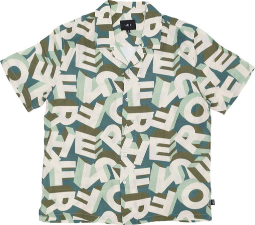 HUF-Camicia-Manica-Corta-Uomo-Abecedarian-Resort-Shirt-Multi-da-uomo