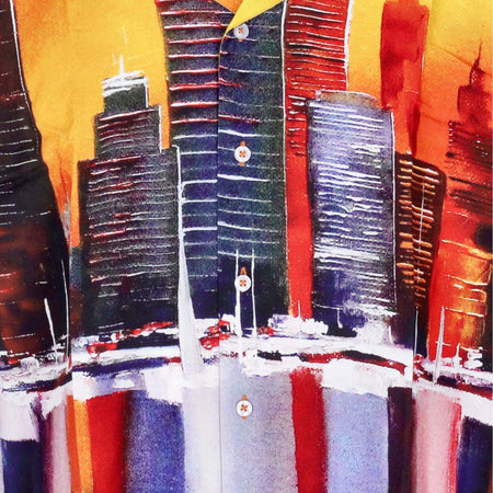 HUF-Camicia-Manica-Corta-Uomo-Concrete-Jungle-Woven-Top-Orange-da-uomo