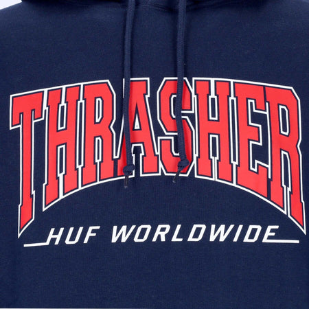HUF-Felpa-Cappuccio-Uomo-Bayview-P/o-Hoodie-X-Thrasher-Navy-da-uomo