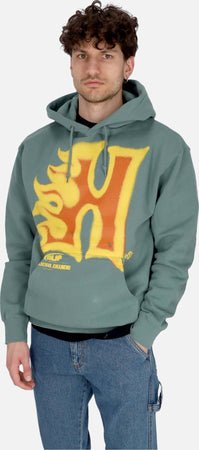 HUF-Felpa-Cappuccio-Uomo-Heat-Wave-Po-Hoodie-Sage-da-uomo