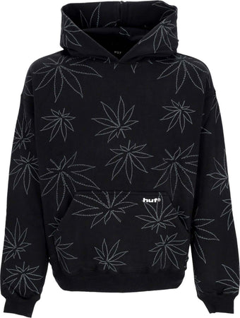 HUF-Felpa-Cappuccio-Uomo-Plantlife-Fleece-Hoodie-Black-da-uomo