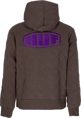 HUF-Felpa-Cappuccio-Zip-Uomo-Workman-Quilted-Full-Zip-Chocolate-da-uomo