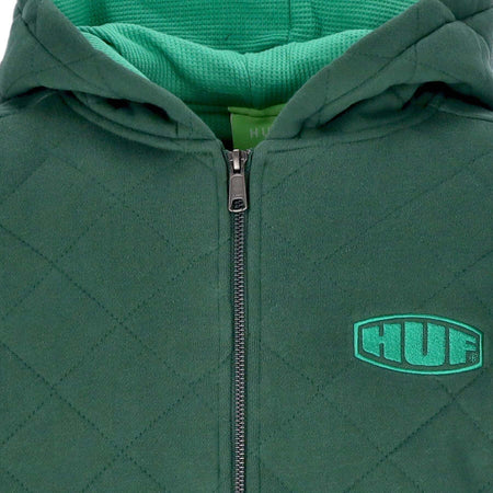 HUF-Felpa-Cappuccio-Zip-Uomo-Workman-Quilted-Full-Zip-Forest-Green-da-uomo