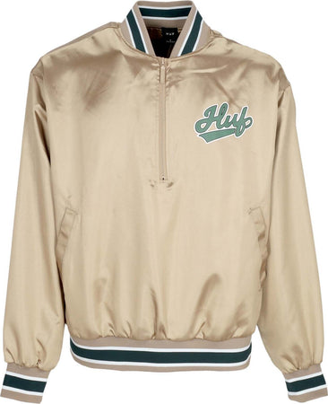 HUF-Giubbotto-Bomber-Uomo-Pop-Fly-Satin-Baseball-Jacket-Tan-da-uomo