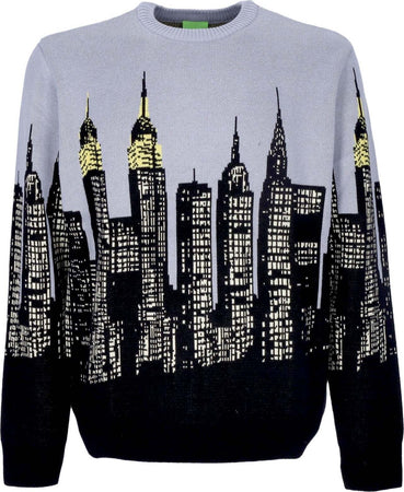 HUF-Maglione-Uomo-Skyline-Crew-Sweater-Light-Blue-da-uomo