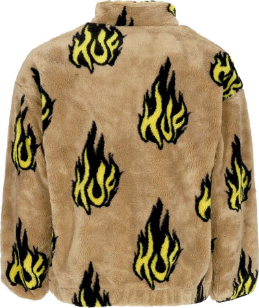 HUF-Orsetto-Uomo-Flamin-Zip-Sherpa-Fleece-Oatmeal-da-uomo