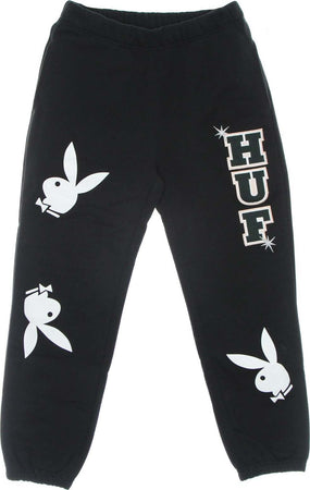 HUF-Pantalone-Tuta-Felpato-Uomo-Rabbit-Head-Fleece-Pant-X-Playboy-Black-da-uomo