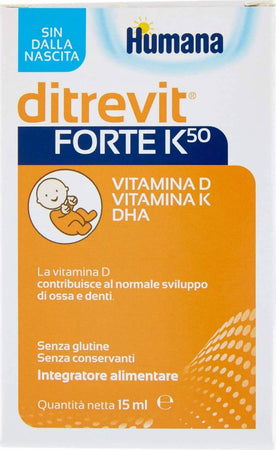 Humana Ditrevit Forte K50 Integratore Alimentare per Bambini - 15 ml con Vitamine D E K e DHA Integratore Alimentare Vitamine Sanitaria Gioia del Bimbo - Villa San Giovanni, Commerciovirtuoso.it