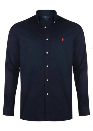 Ralph Lauren Camicia Uomo Button-down Tinta Unita Slim Fit Feather Weight Twill Camicia Polo Maniche Lunghe Pony Ricamato