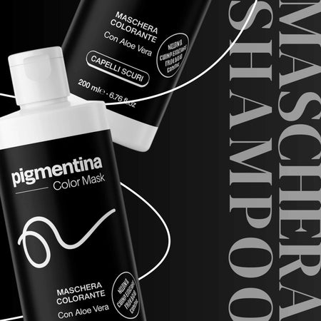 Pigmentina color mask maschera riparazione intensa per capelli secchi e danneggiati | ripristina il colore naturale del capello 200ml (capelli scuri)
