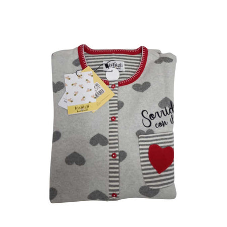 Camicia da notte donna Bisbigli BM277795 40, Bee Cool, Serafino a manica lunga, tessuto interlock, Made in Italy