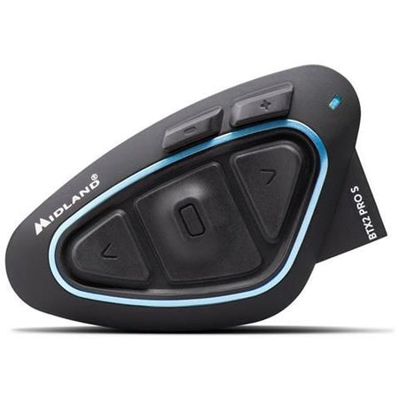Midland btx2 pro s singolo c1414.04, interfono moto bluetooth singolo, auricolari casco impermeabili ipx6, cancellazione del rumore, fino a 8 persone, batteria 23h, portata 800 m