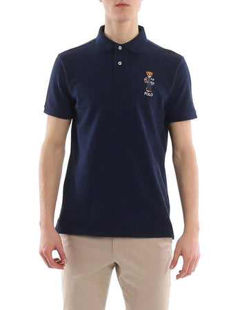 Polo Ralph Lauren Uomo Polo Bear Mezze Maniche Polo Con Orsetto Ricamato Logo Medio Polo Colletto 2 Bottoni Maniche Corte