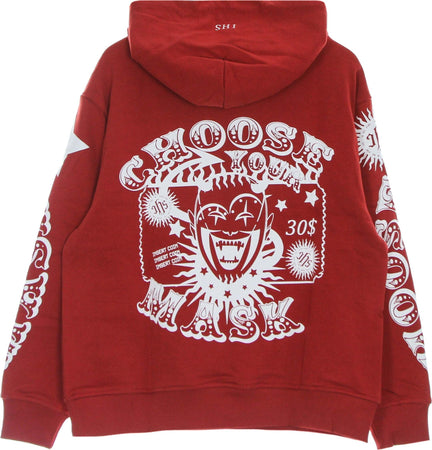 IHS-Felpa-Leggera-Cappuccio-Uomo-Choose-Your-Mask-Hoodie-Red-da-uomo