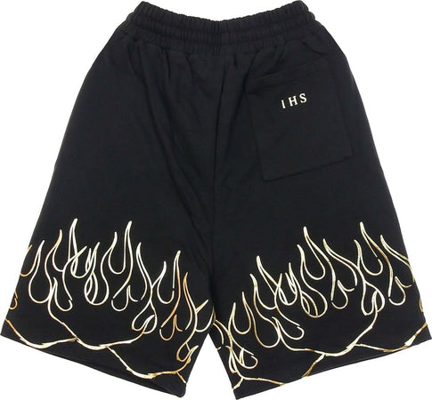 IHS-Pantalone-Corto-Tuta-Uomo-3d-Print-Flames-Shorts-Black-da-uomo