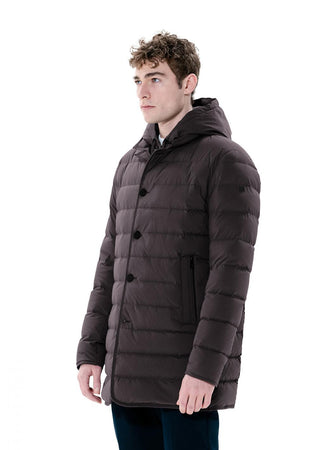 DUNO Duno - Cappottino Con Cappuccio Impunturato In Pium LOFT HOODY LICO 280 da uomo