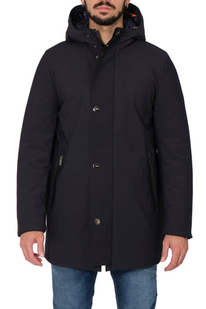 HESKIMO Heskimo - Lungo Con Capp. Softshell Bonded Bottoni In Metallo HE544015 BLU da uomo