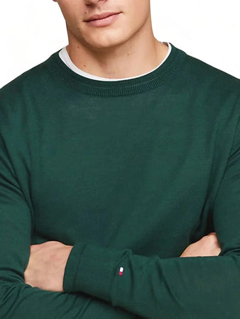 Tommy Hilfiger - Girocollo In Cotone E Lyocell Con Bandierina Ricamata Polso MW0MW33524 MBP VER da uomo