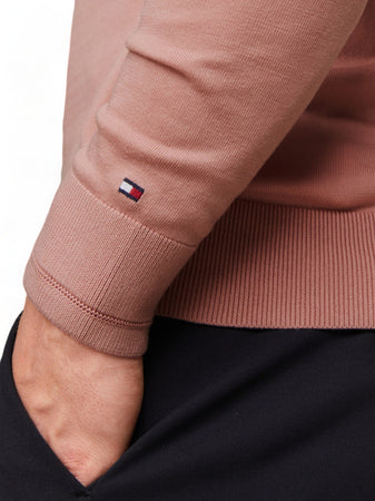 Tommy Hilfiger - Girocollo In Cotone E Lyocell Con Bandierina Ricamata Polso MW0MW33524 TQY ROSA da uomo