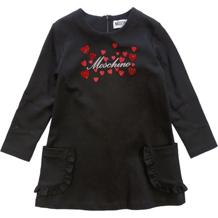 moschino Moschino - Abito Nero Cuori Rossi 60100 MDV0AM LJA00 da bambino