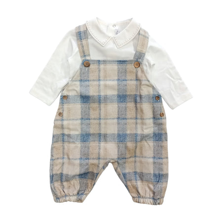 BARCELLINO Barcellino - Completo 2 Pz Salopette Tartan Celeste 105104 da bambino