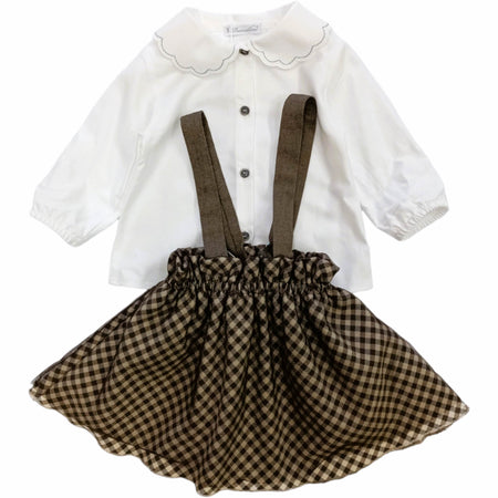 BARCELLINO Barcellino - Completo 2 Pz. Camicia+gonna Quadretti Marroni 105309 da bambino