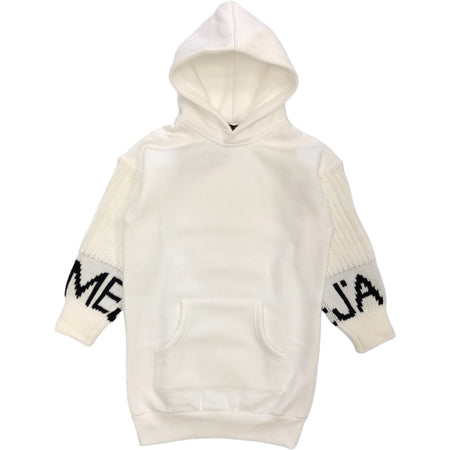 J'AIME' J'aime' - Maxifelpa Bianca C/cappuccio 4609G-MI da donna