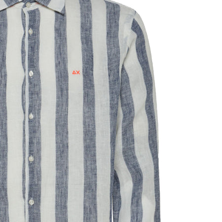 SUN68 BEACH Sun68 Beach - Shirt Fancy Stripe 0701 Navy/bianco S33123 da uomo