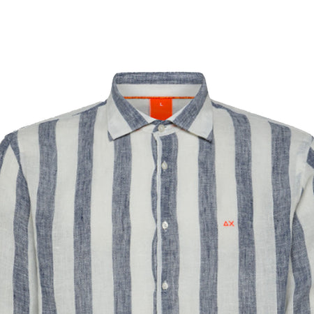 SUN68 BEACH Sun68 Beach - Shirt Fancy Stripe 0701 Navy/bianco S33123 da uomo
