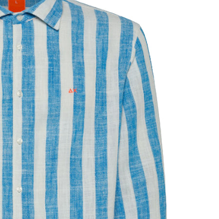 SUN68 BEACH Sun68 Beach - Shirt Fancy Stripe 1301 Turchese/bianco S33123 da uomo